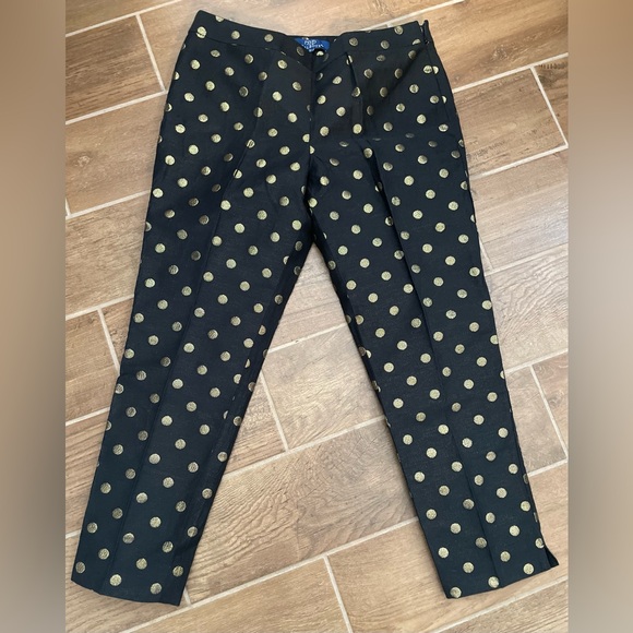 Talbots RSVP Women’s 8P Black Ankle Pants with gold metallic dots - Picture 4 of 16